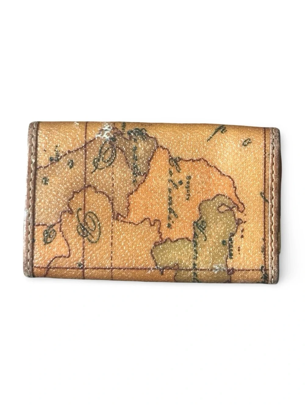 Alviero Martini Map-Print Card & Key Holder - Tan
